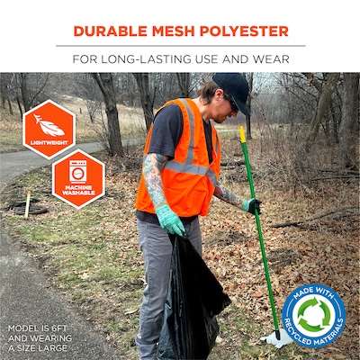 GloWear 8205HL-ECO High Visibility Sleeveless Vest, ANSI Type R Class 2, Orange, XS, (21991)