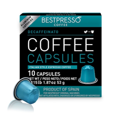 Bestpresso Decaffeinatio Blend Coffee Nespresso Original Pods, Light Roast, 10/Box (BST10423)