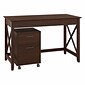 Bush Furniture Key West 48W Writing Desk with 2 Drawer Mobile File Cabinet, Bing Cherry (KWS001BC)
