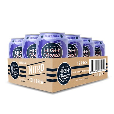 High Brew Nitro Blueberry Cold Brew Coffee with Milk, 10 oz., 12/Carton (80576)