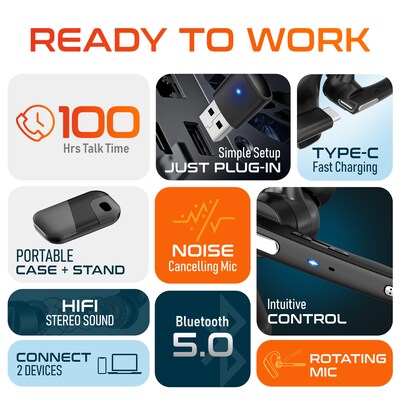 Delton 90X Ultralight Executive Wireless Noise Canceling Bluetooth Headset (DBTHEAD90XBTDL)