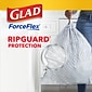 Glad ForceFlex Tall 13 Gallon Kitchen Drawstring Trash Bags, White, 120/Box (78564)