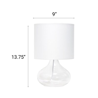 Creekwood Home Modern Glass 13.75" LED Table Lamp, Clear/White (CWT-1014-CW)