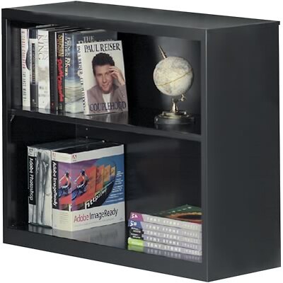 Sandusky Metal Stationary Bookcase in Black; 30, 2-Shelves