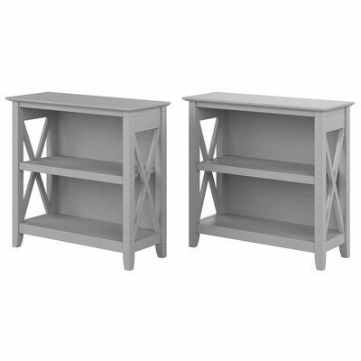 Bush Furniture Key West 30H 2-Shelf Bookcase with Adjustable Shelf, Cape Cod Gray, 2/Set (KWS053CG)