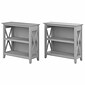Bush Furniture Key West 30H 2-Shelf Bookcase with Adjustable Shelf, Cape Cod Gray, 2/Set (KWS053CG)