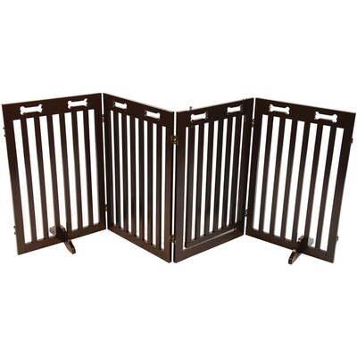 Arf Pets Freestanding 360° Foldable Dog Gate, 4-Panel Extension, 80"W x 31.5"H, Rich Espresso (APDGWD4P)