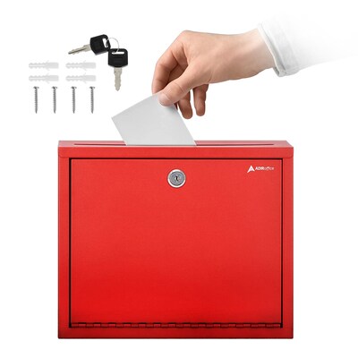 AdirOffice Steel Multipurpose Interoffice Mailbox Drop Box, Large, Red (631-03-RED-PKG)
