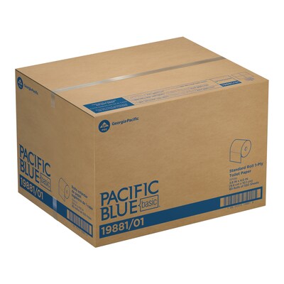 Pacific Blue Basic Standard Toilet Paper, 2-Ply, White, 550 Sheets/Roll, 80 Rolls/Carton (19880/01)