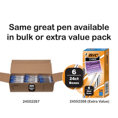 BIC Cristal Ballpoint Pens, Medium Point, Blue Ink, Dozen (MS11-BLU)