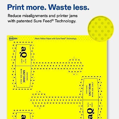 Avery Laser/Inkjet Multipurpose Labels, 5-7/8" x 4", Neon Yellow, 60 Labels/Pack (19479370801)