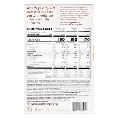 Quest Gluten Free Protein Bars Variety Pack, 2.12 oz., 14/Pack (220-02908)