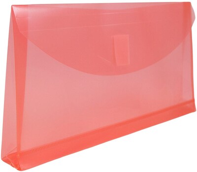 JAM Paper Premium Plastic Filing Envelope with Hook & Loop Closure, Red, 3/Pack (921V1REX3)