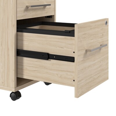 Bush Business Furniture Hustle 72"W L Shaped Computer Desk with 3 Drawer Mobile File Cabinet, Natural Elm (HUS013NE)