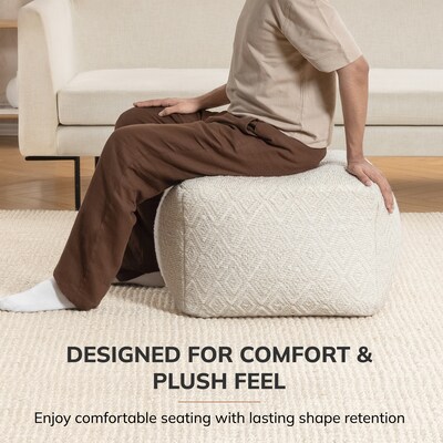 Anji Mountain Cherokee Ivory Fabric Rectangular Pouf Ottoman (AMBPF153-2014)