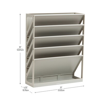 Mind Reader 5-Compartment Mountable Plastic Vertical File Storage, Beige (WALLANCH-BEI)