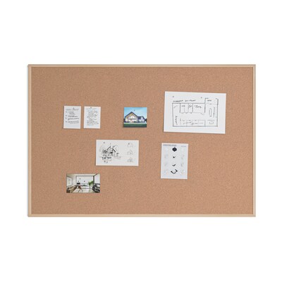 U Brands Cork Bulletin Board, Wood Style Frame, 6' x 4' (2872U00-01)