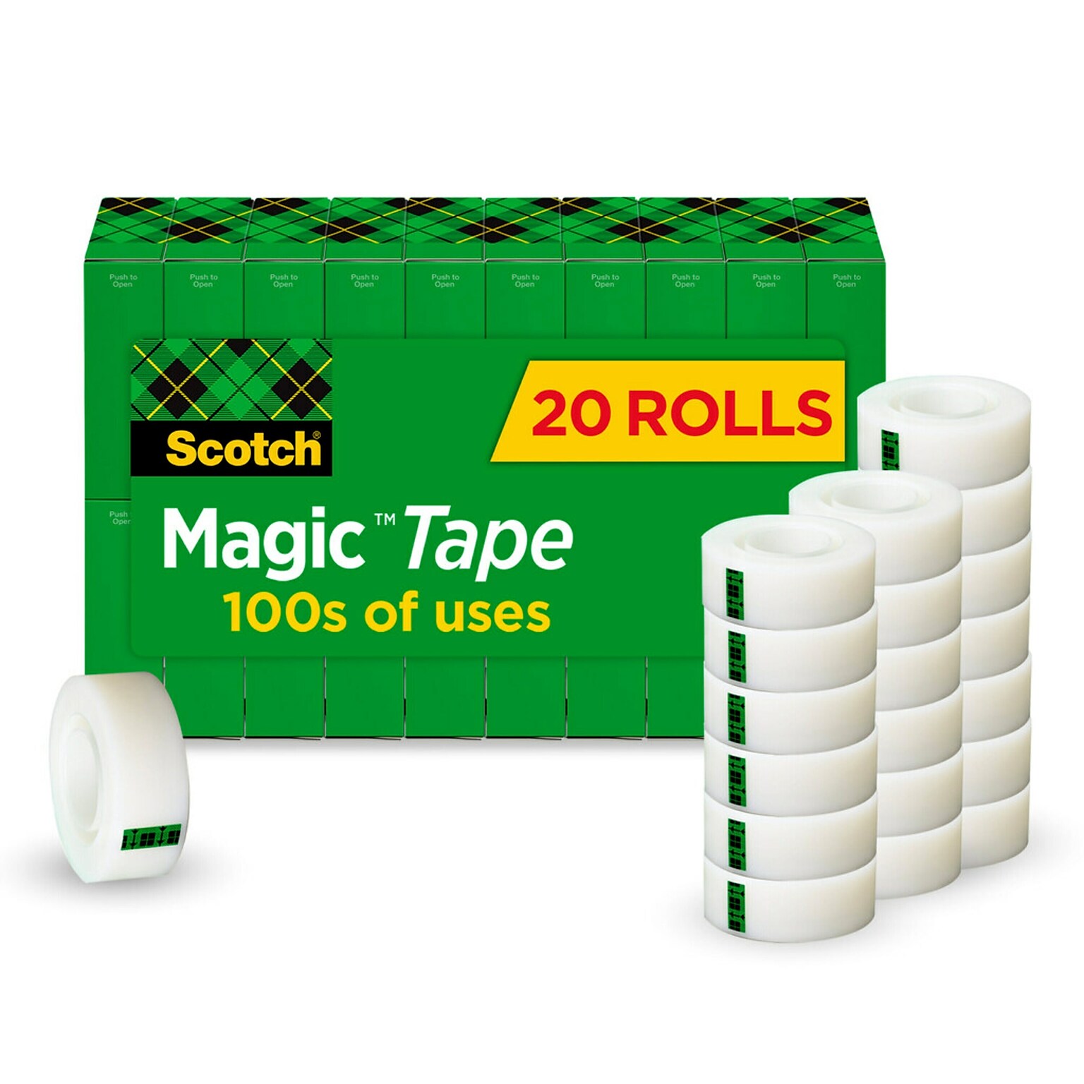 Scotch Magic Invisible Clear Tape Refill, 0.75 x 25 yds., 1 Core, 20 Rolls/Pack (810SX20)
