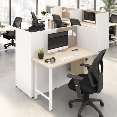 Bush Business Furniture Hustle 60W Cubicle Workstation, White/Natural Elm (HUCB260WHNE)