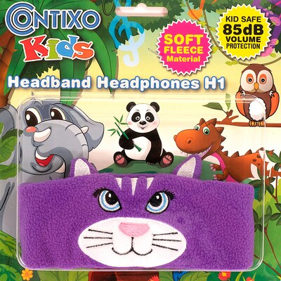 Contixo H1 Adjustable Fleece Headband Headphones, Cat (CNXH1CAT)