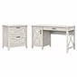 Bush Furniture Key West 54"W Computer Desk with Storage and 2-Drawer Lateral File Cabinet, Linen White Oak (KWS008LW)