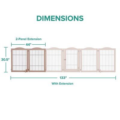 Arf Pets Freestanding 360° Foldable Dog Gate, 2-Panel Extension, 40W x 31.5H, Walnut (APDGWM2P)