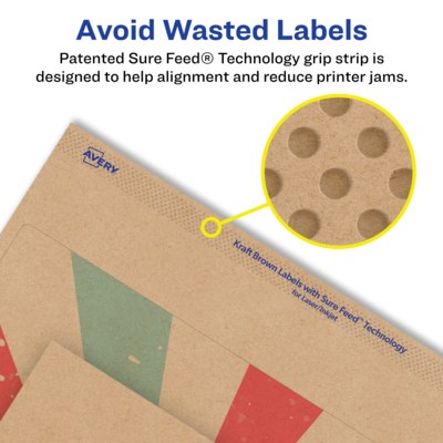 Avery Laser/Inkjet Square Multipurpose Labels, 8" x 8", Kraft Brown, 25 Labels/Pack ( 94108)