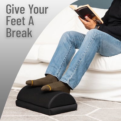 Mind Reader Adjustable Height Air-Cloud Memory Foam Footrest, Black (FTPLUSH-BLK)