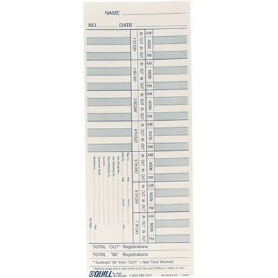 Quill Brand® 1-Week Payroll and Job Cards for most time clocks, 1000/Box (790001)