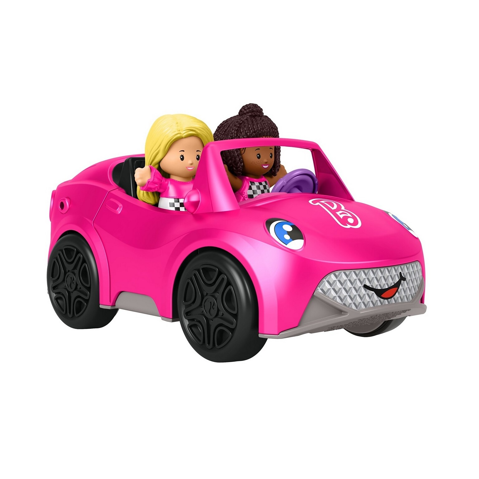 Fisher-Price Little People Barbie Convertible Toy Car with Music Sounds and 2 Figures, 2/Pack (HCF59)