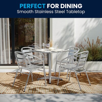 Flash Furniture Lila Indoor-Outdoor Table Set with 4 Slat Back Chairs, 27.5", Aluminum (TLH28SQ017BCHR4)