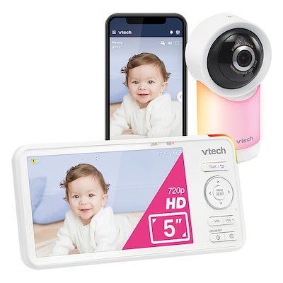 VTech Smart Wi-Fi Wireless 5 Baby Monitor with 1080p Camera, 360° Pan & Tilt, Night-Light & Remote