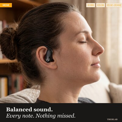 Treblab Wireless Noise Canceling Earbuds, Bluetooth, Black (X4)