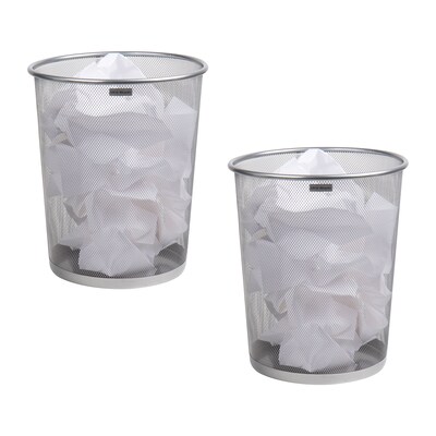 Mind Reader Metal Mesh Trash Can Without Lid, 4.4 Gallon, Silver, 2/Pack (2CIRGA-SIL)