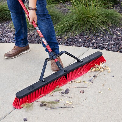 Libman Commercial 36 Multi-Surface Heavy-Duty Push Broom, Red & Black Bristles, 3/Carton (1101)