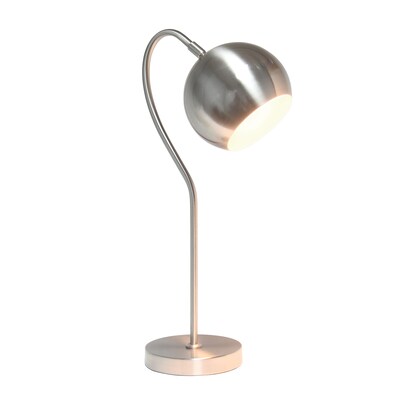 Lalia Home Mid Century Curved Table Lamp with Dome Shade, Brushed Nickel (LHT-5031-BN)