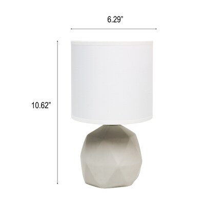 Creekwood Home Geometric Concrete 10.62" LED Table Lamp, White (CWT-1011-WH)
