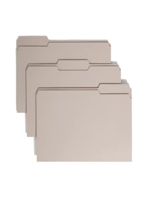 Smead File Folder, 3 Tab, Letter Size, Light Gray, 100/Box (12343)