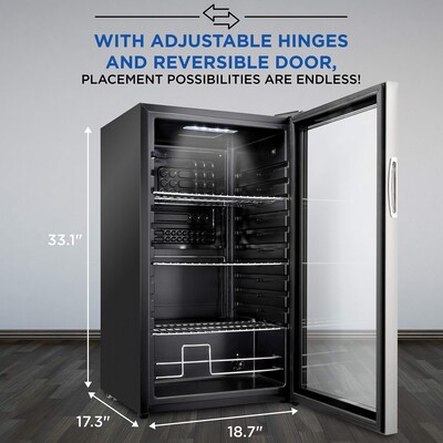 Ivation Freestanding Mini Fridge w/ Glass Door, 126 Can Capacity, Stainless Steel (IVABC1260SS)
