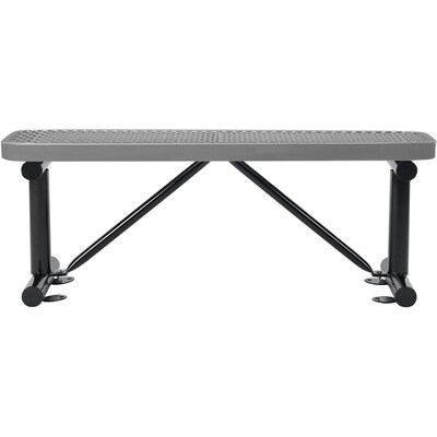 Global Industrial 4 Outdoor Steel Flat Bench, Expanded Metal, Gray (695741GY)