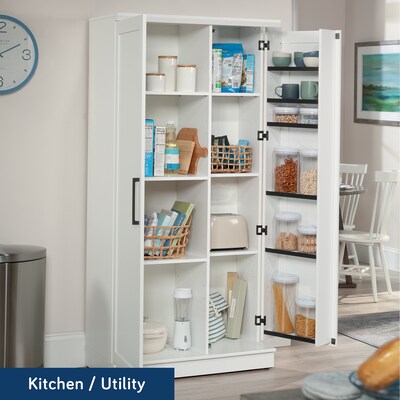 Sauder HomePlus 71H Storage Cabinet with 12 Shelves, Soft White (422427)