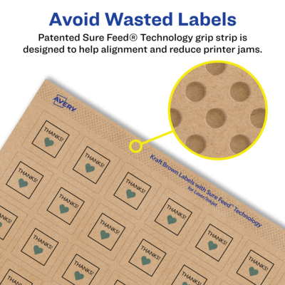 Avery Laser/Inkjet Multipurpose Labels, 1" x ", Kraft Brown, 720/Pack (94103)