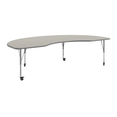 Flash Furniture Wren Kidney Activity Table, 96 x 48, Height Adjustable, Light Gray Top/Silver Frame (XUA4896KDLGTPC)
