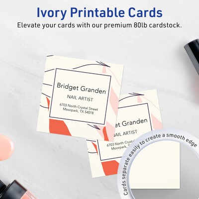 Avery Integrated Cards, 3 x 3, Matte Ivory, 150/Pack (95335)