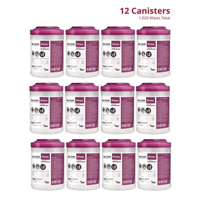 Sani-Cloth Prime Disinfecting Wipes, 160 Wipes/Container, 12/Carton (P25372)