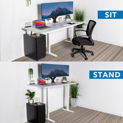 Mount-It! Dual Motor 72"W Electric Adjustable Standing Desk, White (MI-18124)