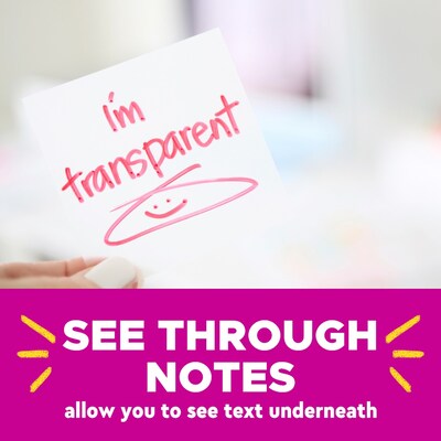 Post-it Sticky Notes, 2.8" x 2.8", Transparent, 36 Sheets/Pad (600-TRSPT)