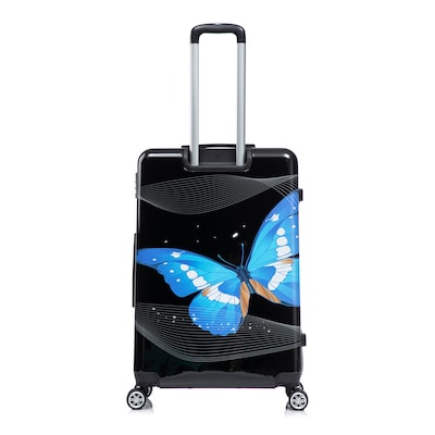 InUSA 28 Hardside Butterfly Suitcase, 4-Wheeled Spinner, TSA Checkpoint Friendly, Black Butterfly (IUAPC00L-BBU)