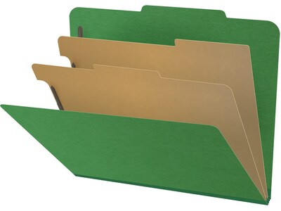 Medical Arts Press Pressboard Classification Folder, 2 Dividers, 2 Expansion, Letter Size, Moss Green, 10/Box