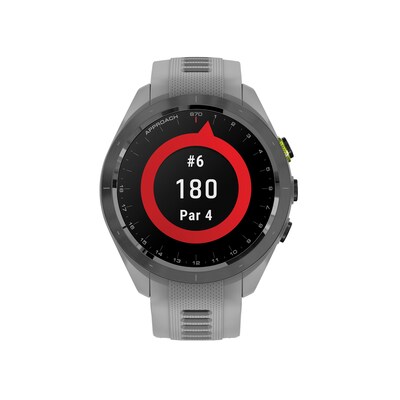 Garmin Approach S70 Golf Smartwatch, GPS, 42mm, Black Ceramic Bezel, Powder Gray Silicone Band (010-02746-01)